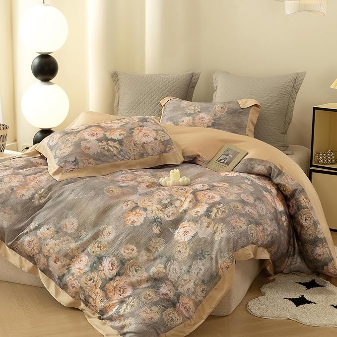 ECOCOTT Bedding 3-Piece Duvet Cover King Size – Silky Soft 100% Lyocell, Cooling & Breathable for Hot Sleepers, Ultra-Smooth with Modern Feathered Pattern, Moisture-Wicking