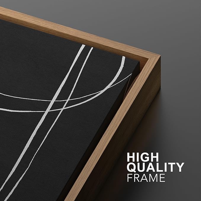 SIGNWIN Framed Canvas Print Wall Art Set Grunge Mid-Century Geometric Lines Abstract Shapes Illustrations Modern Art Minimal Boho Relax/Calm for Living Room, Bedroom, Office - 16"x24"x2 Natural