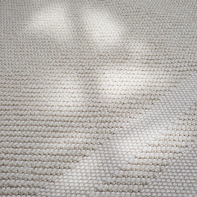 CAMILSON Micro Loop Rug 5x7 Modern Luxury Bordered Area Rugs Soft High and Low Pile Stain Resistant Easy-Cleaning Non-Shedding for Living Room Office Indoor Carpet (5 x 7 / White)