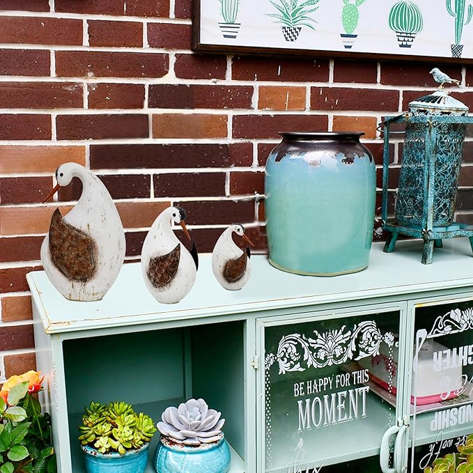 Veclotch 8.65"" H Nautical Wood Beach Sea Bird Table Statue Decorative Seabird Figurine Handmade Sculpture Rustic Distressed Farmhosue Nautical Bird Statue Sea Ocean Coastal Home Decoration (L)