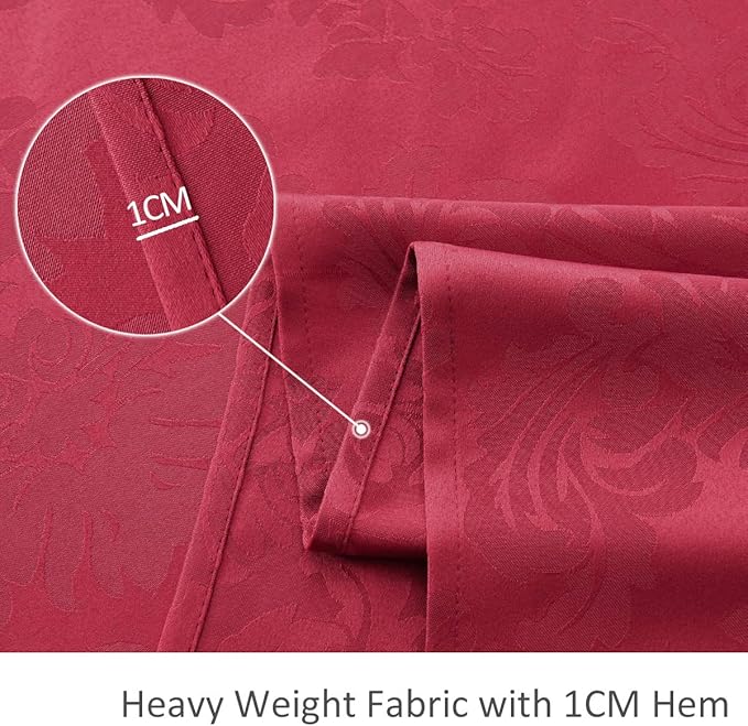 maxmill Square Table Cloth Damask Design Water Proof Wrinkle Free Heavy Weight Soft Tablecloth Decorative Fabric Table Cover for Outdoor and Indoor Use Square 60 x 60 Inch Ruby Red