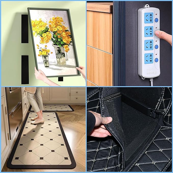 4 Inch x 16.5 Feet Black Hook and Loop Tape with Adhesive, Nylon Heavy Duty Hook and Loop Tape Strips,Keep Couch Cushions from Sliding, Fixed Screen Window Carpet Wall Hanging