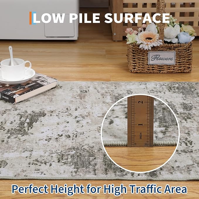 Modern Abstract 2x8 Runner Rug Washable Non Slip Stain Resistant Rug for Hallway Kitchen Bedroom Non Shedding Low Pile Indoor Floor Cover,Brown Grey