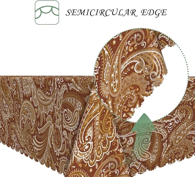 60x102 Inch Paisley Floral Rectangular Tablecloth Indian Ethnic Vintage Print Table Cloth Bohemian Washable Durable Table Cover for Dining Banquet Garden Patio Decor