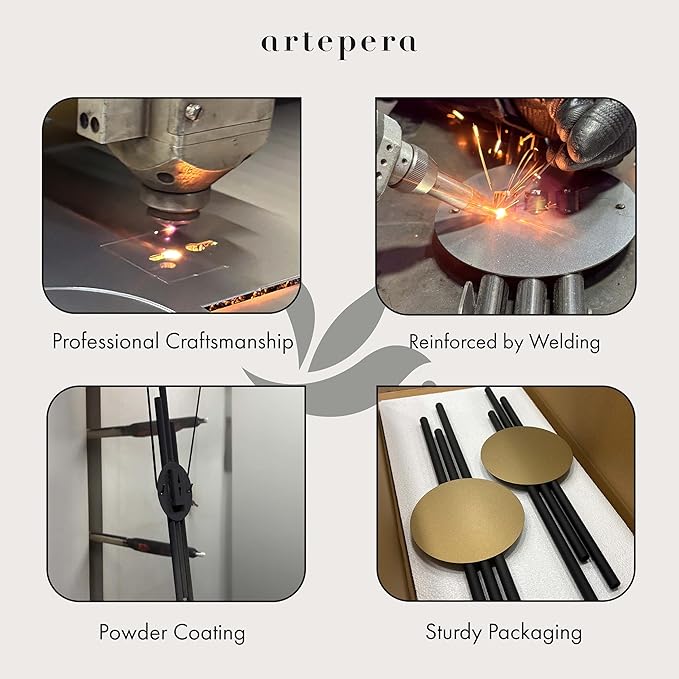 ARTEPERA Antique Lines Metal Wall Art Set of 2 - Modern & Unique Wall Decor, Metal Wall Sculpture for Living Room, Bedroom, Office - Vertical Geometric Wall Decor (Black - Silver, 33" x 9.4")