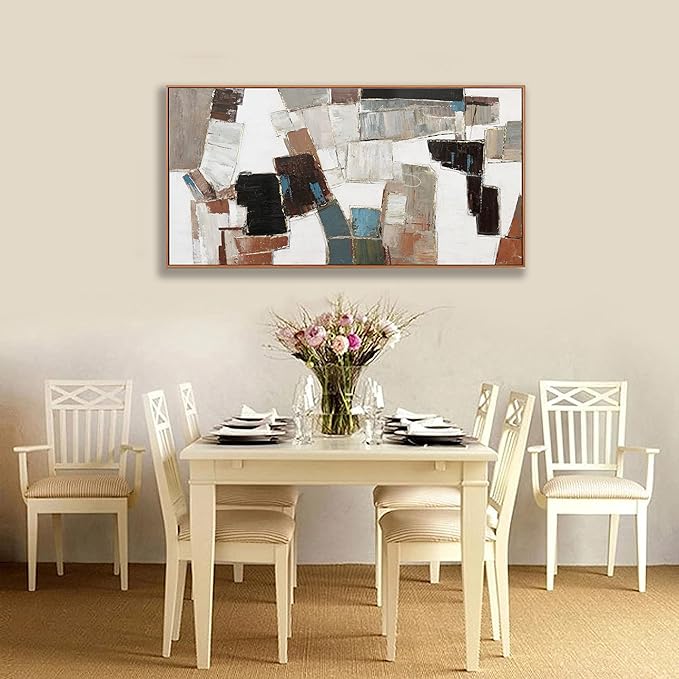 Wall Art Pictures For Wall Canvas Modern And Minimalist Wall Art Decor 29"X58" Framed Wall Decor Artwork Painting Natural Minimalist Geometric Line Art Decorations For Dinning Room Bedroom Home Office Kitchen