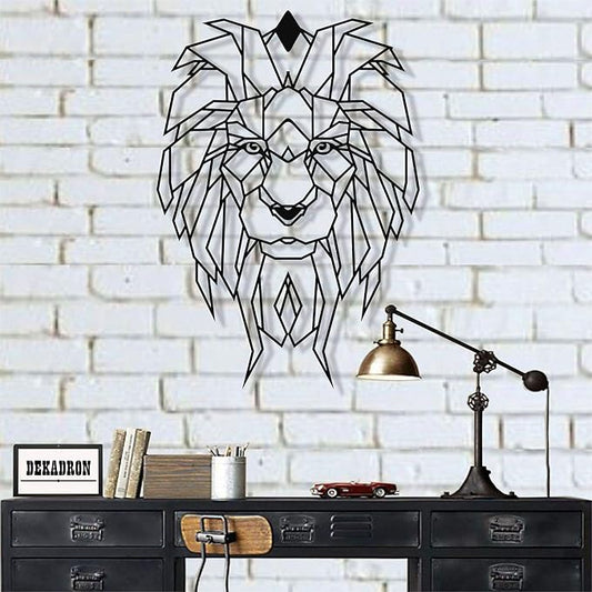 DEKADRON Metal Wall Art, Geometric Metal Lion Head, Metal Wall Decor, Office Wall Art, Geometric Wall Art, Metal Wall Sign (17" W x 24" H / 42x60 cm)