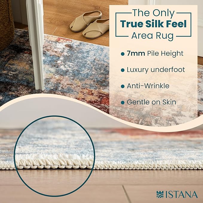 Istana 2x3 Area Rug - Multi/Red Boho Rugs for Living Room 2x3 - Foldable Small Rugs for Bedroom - Stain Resistant Washable Rug Non Slip - Eco-Friendly Area Rugs Indoor