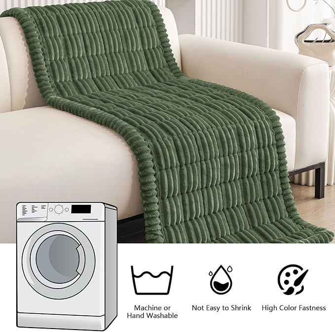 Smiry Couch Cover for Dogs Washable, Non Slip Fuzzy Pet Couch Covers for 3 Cushion Sofa Pet Friendly, Thick Soft Sofa Slipcovers Cushion Protector (Dark Green, 27.6" x 88")