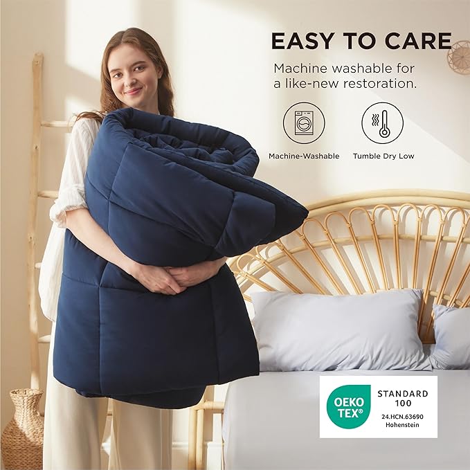 Bedsure Comforter Duvet Insert - Quilted Comforters Oversized King, All Season Duvet, GentleSoft Down Alternative Bedding, with 8 Tabs, Gifts for Women/Men, Navy Blue, Oversized King 116 x 98 Inches