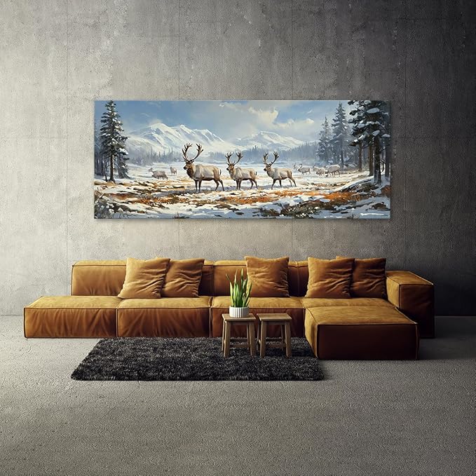 Sense Canvas Scandinavian Grazing Serenity 13 Canvas Art - Home Decor Wall Art Print Poster Painting Large 40x16 / 0.75"