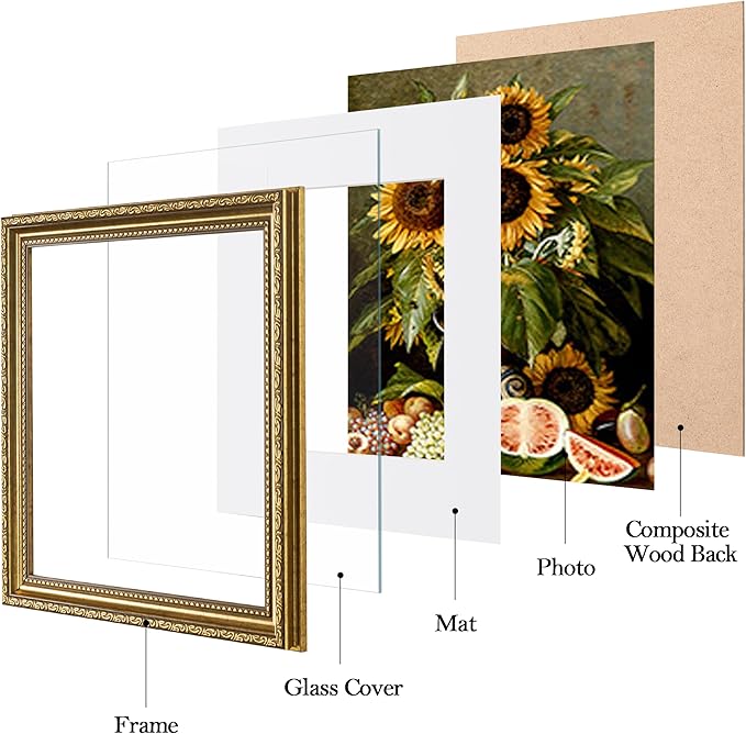 eletecpro 10x10 Picture Frames Set of 2, Vintage 10 x 10 Photo Frames with Glass, Display 8x8 Photo with Mat or 10x10 without Mat for Tabletop or Wall Decor, Gold