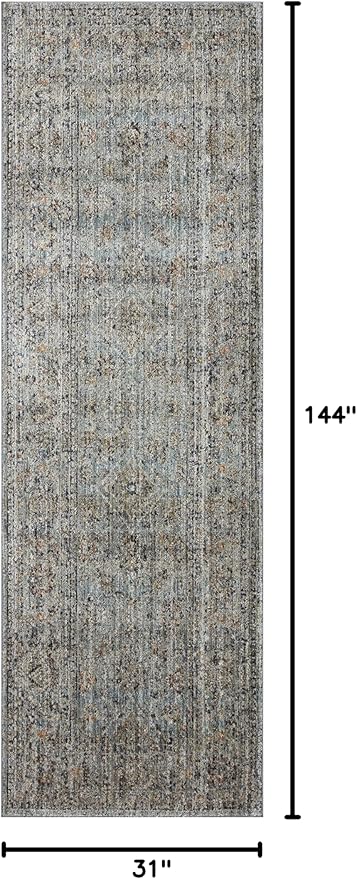 Loloi Jean Stoffer Katherine Collection KES-01 Ocean/Gold 2'-7'' x 12'-0'', .25" Pile Height, Runner Rug