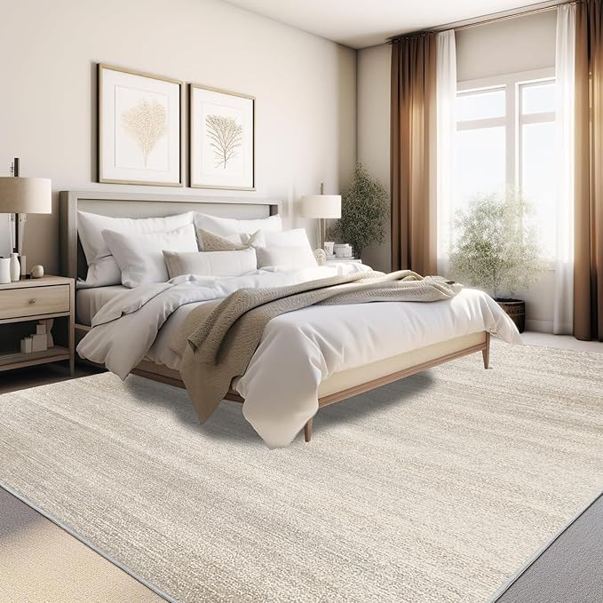 Enkor Area Rugs 9x12 Washable Non Slip Abstract Soft Rugs for Living Room Bedroom, Modern Mat for Kitchen Entryway Beige & Grey
