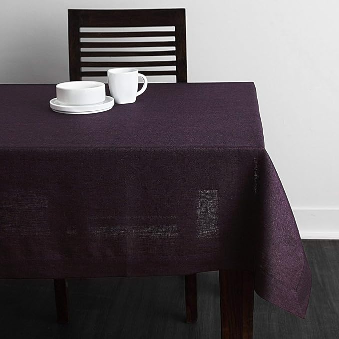 Solino Home Grape Linen Tablecloth 60 x 108 Inch - 100% Pure Linen Table Cloth for Rectangle Tables - Athena, Machine Washable Tablecloth for Fall, Autumn, Winter, Thanksgiving, Christmas, Holiday