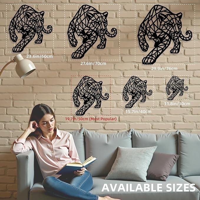 Geometric Animal Metal Wall Art – Modern Polygon Style Metal Wall Decor for Home, Living Room, or Office, Minimalist Wildlife Wall Sculpture, Black Steel Design (Style-5)