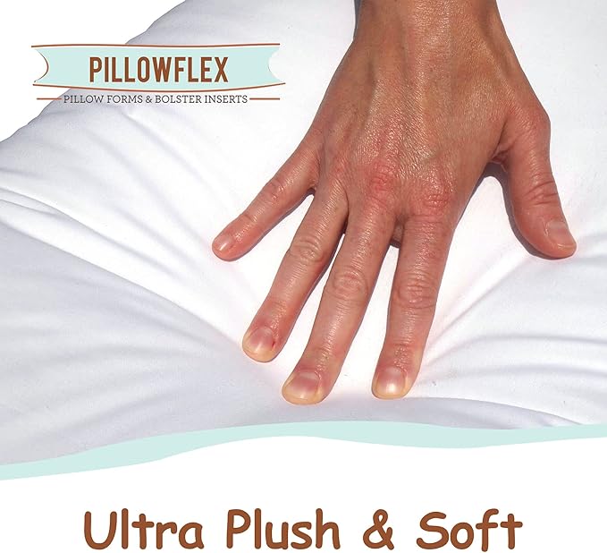 Pillowflex Synthetic Down Pillow Insert - 12x48 Down Alternative Pillow, Ultra Soft, Large Rectangle Body Sleeping Pillow, Lumbar, Long, Back - 1 Decorative Pillow Form