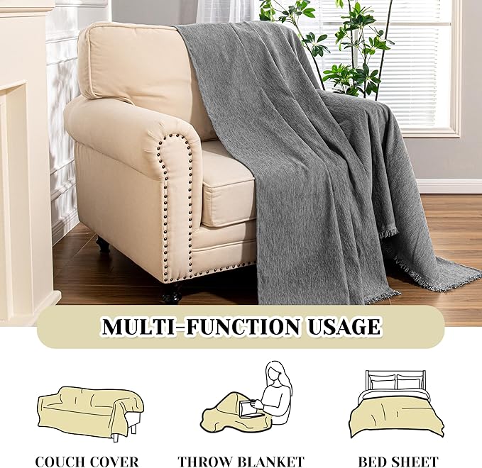 MEETSKY Small Couch Cover Oversized Chair Cover Washable Sofa Cover Grey Couch Protector, Sofa Throw Cover for Couches Single Sofa Slipcovers Couch Recliner Cover, 71"x 91"