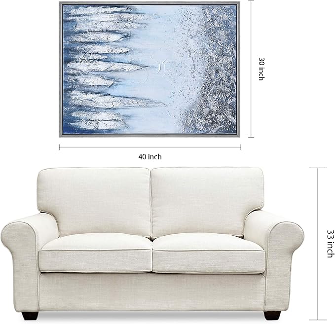 Empire Art Direct Abstract Wall Art Textured Hand Painted Canvas by Martin Edwards, Champagne Frame, 40" x 30", Icicles