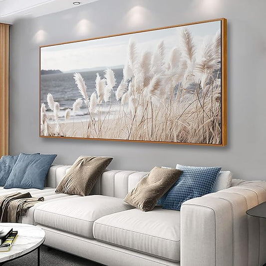 Framed Wall Art Artwork Decor Nature Wall ArtReedSeascape Wall Decor for Bedroom Living Room Decoration Home Kitchen Office 20" x 40"