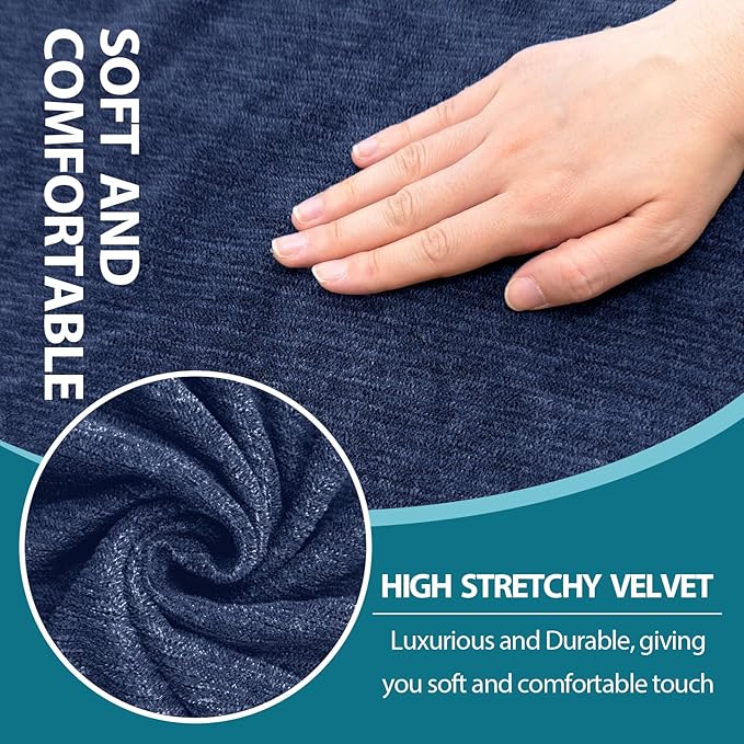 2 Pieces T Cushion Chair Covers with Arms Super Stretch Chair Slipcover for Living Room Pet Dog Universal Slip Cover Anti Slip Armchair Furniture Protector (Navy, 1 Cushion)
