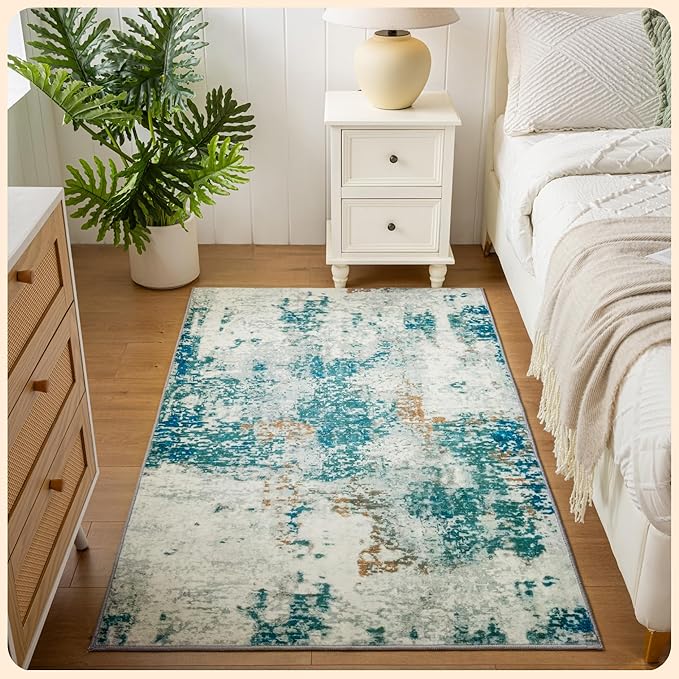 Istana 3x5 Area Rug - Green Modern Rugs for Living Room 3x5 - Foldable Rugs for Bedroom/Living Room Rug - Stain Resistant Washable Rug - Eco-Friendly Small Area Rugs