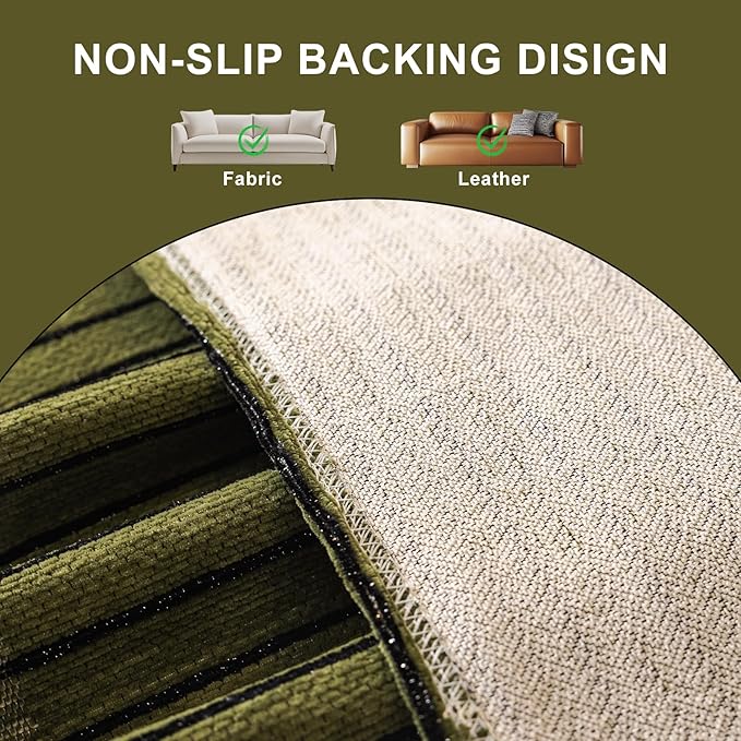 ROOMLIFE Green Sofa Cover, Vintage Boho Couch Cover for 3 Cushion Sofa, Soft Chenille Sofa Cover for Dog, Washable Furniture Sofa Protector Cover Blanket with Tassel for Living Room, 71 '' X 118''