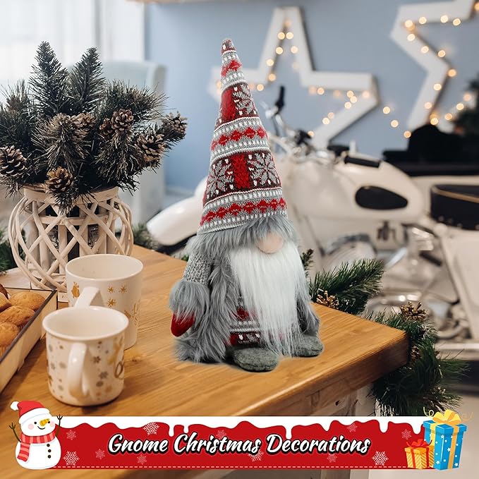 Gnome Christmas Decorations - Adorable Plush Christmas Gnome Gifts for Women, Thanksgiving Valentines Birthday Plush Gnomes Swedish Tomte Elf for Kitchen, Tiered Tray and Home Décor