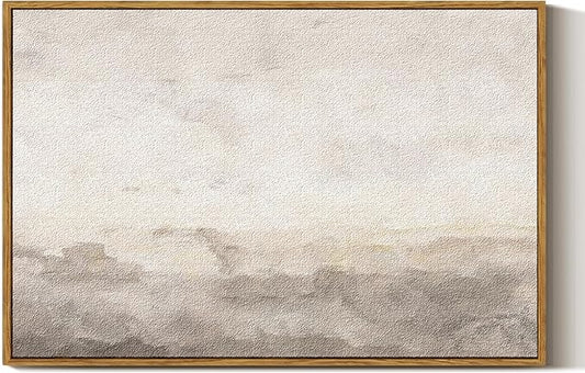 ARPEOTCY Large Framed Canvas Wall Art, 24x36 Inch, Modern Minimalist Abstract Art Prints, Contemporary Neutral Beige Decor for Living Room Hallway Bedroom Fireplace, Sandstone Textured Decor