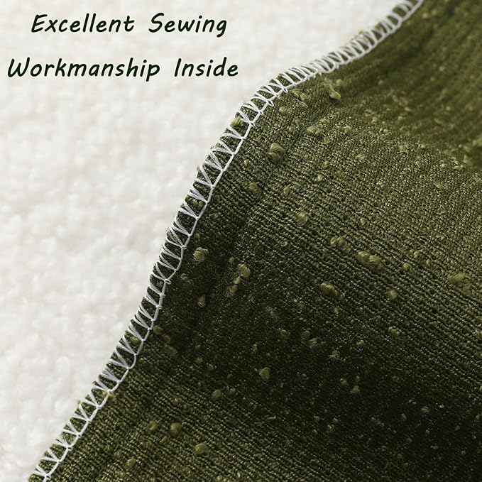 FUTEI Pack of 2 Moss Green Decorative Throw Pillow Covers 24x24 Inch Soft Cozy Solid Boucle Textured European Cushion Case,Modern Home Decor for Couch Bed Living Room