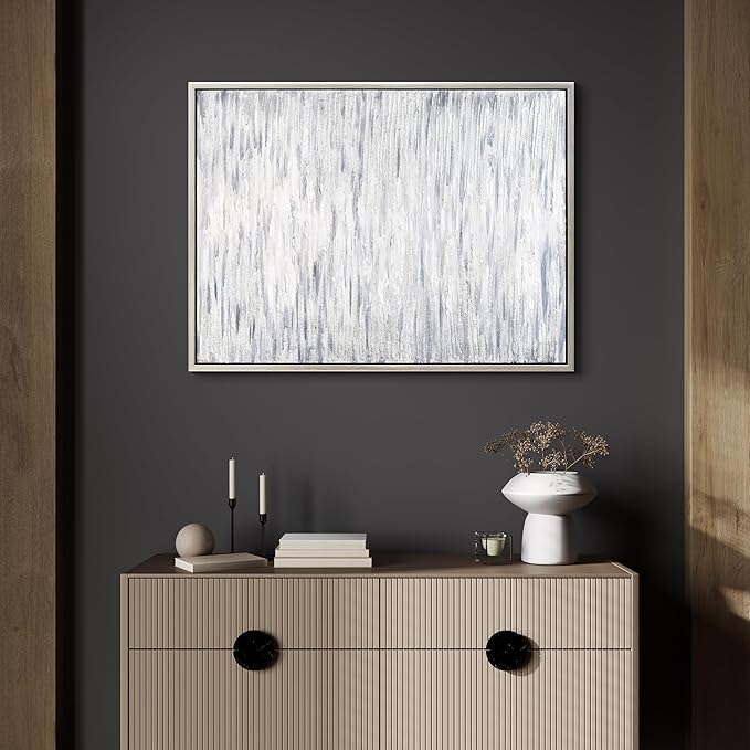 Empire Art Direct Gray Field II Textured Glitter Hand Painted Framed Canvas Wall Art, Ready to Hang, Living Room, Bedroom & Office, 30"x40"x1.5"