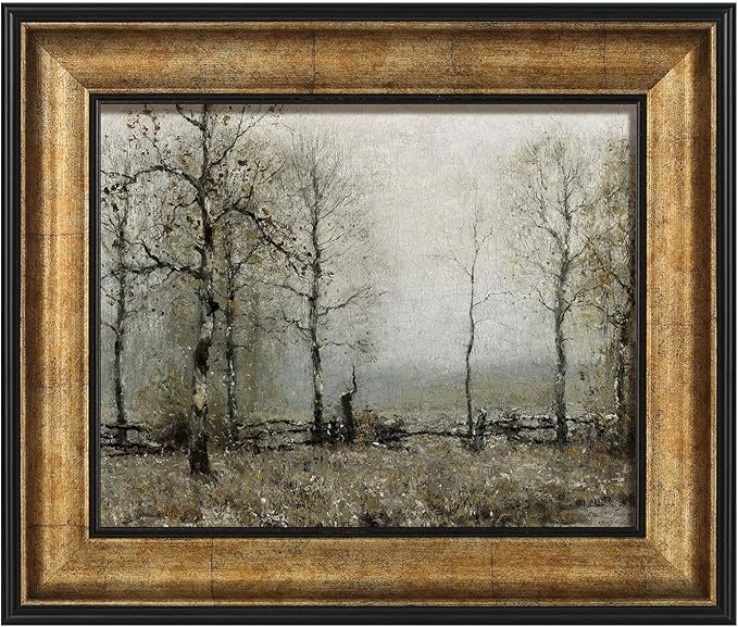 FOLKOR Vintage Wall Art with Gold Frame, Rustic Oil Paintings Prints Pictures Wall Decor Living Room Bedroom, Nature Artwork Decoration for Retro Farmhouse Home Dining Room Kitchen (The Fall Season)