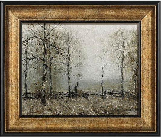 FOLKOR Vintage Wall Art with Gold Frame, Rustic Oil Paintings Prints Pictures Wall Decor Living Room Bedroom, Nature Artwork Decoration for Retro Farmhouse Home Dining Room Kitchen (The Fall Season)