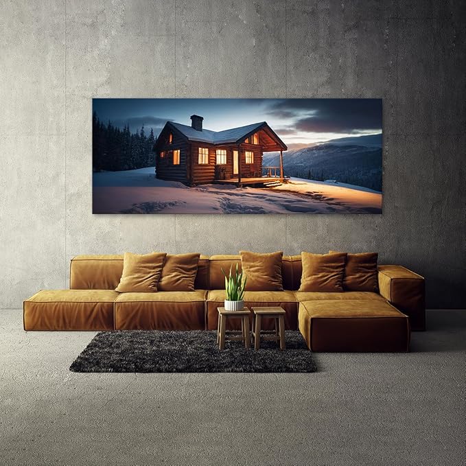 Sense Canvas Scandinavian Cabin Glow 72 Canvas Art - Home Decor Wall Art Print Poster Painting Small 20x8 / 1.5"