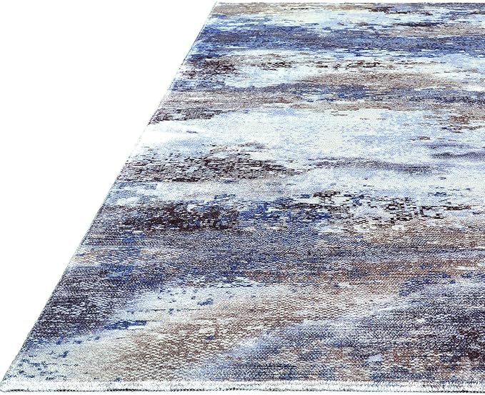 Non Slip Rugs 2x3 Modern Abstract Easy Silk Rubber Backing Soft Entryway Area Rug for Door Mat Easy to Clean Non Shedding Kitchen for Bedroom Indoor Carpet (Navy - Blue, 2x3)