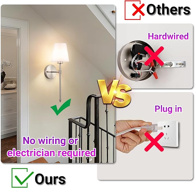 Battery Operated Wall Sconce Set of 2, Rechargeable Wall Sconce with 10000mAh Bulb and Remote Control, Up to 50 Hrs Use, RGB Dimmable Wireless Wall Lights for Living Room Bedroom Hallway