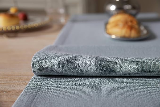 ZeeMart Burlap Style Farmhouse Table Runners 48 Inches Long, Dusty Blue Rustic Woven Dining Table Runner for Everyday Use, 14x48 Inches, Light Dusty Blue