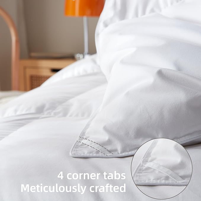 Goose Feather Down Comforter California King Size,100% Organic Cotton Duvet Insert,All-Season Luxury Duvet Insert with Baffle Box Design, 750+Fill Power Hotel Collection Bedding Comforter