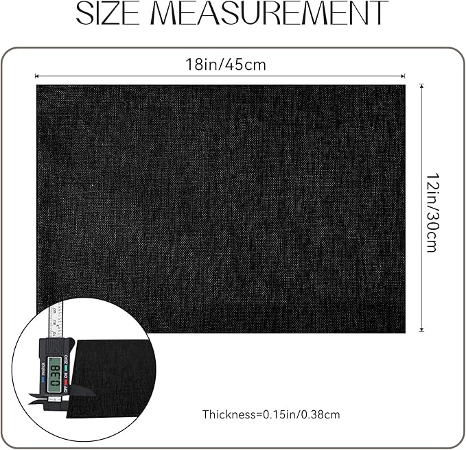 Romanstile Cloth Placemats Set of 8-12 x 18 Inch, Heat Resistant Double Layered Thickened Burlap Place Mats, Washable Faux Linen Farmhouse Table Mats for Kitchen/Dining/Party/Outdoor, Black
