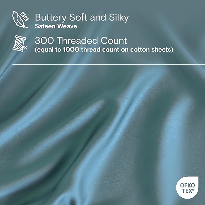 DOZ Duvet Cover Set, 100% Viscose derived from Bamboo, Organically Grown, Buttery Soft, Cooling Duvet Covers, High GSM, 1 Duvet Cover and 2 Pillowcases, 90"x90" (Teal, Full/Queen)