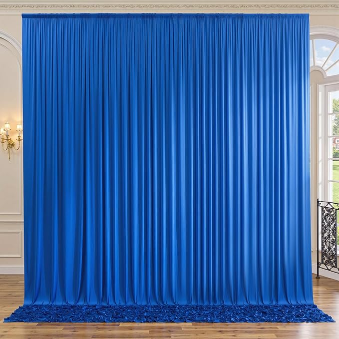 30ft x 10ft Wrinkle Free Royal Blue Backdrop Curtains for Parties, 6 Panels 5x10ft Silky Polyester Blue Photo Backdrop Drapes for Weddings Birthday Party Photography Background Stand