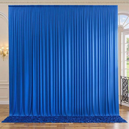 30ft x 10ft Wrinkle Free Royal Blue Backdrop Curtains for Parties, 6 Panels 5x10ft Silky Polyester Blue Photo Backdrop Drapes for Weddings Birthday Party Photography Background Stand