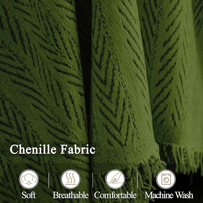 ALIECOM Boho Couch Covers for Sectional Sofa 2 Piece Thick Chenille L Shape Sectional Sofa Cover for Dogs Couch Cover Blanket Sofa Slipcovers Pet Furniture Protector Washable (X-Large, Lines Green)