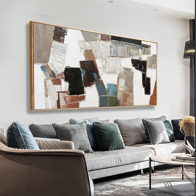 Wall Art Pictures For Wall Canvas Modern And Minimalist Wall Art Decor 29"X58" Framed Wall Decor Artwork Painting Natural Minimalist Geometric Line Art Decorations For Dinning Room Bedroom Home Office Kitchen