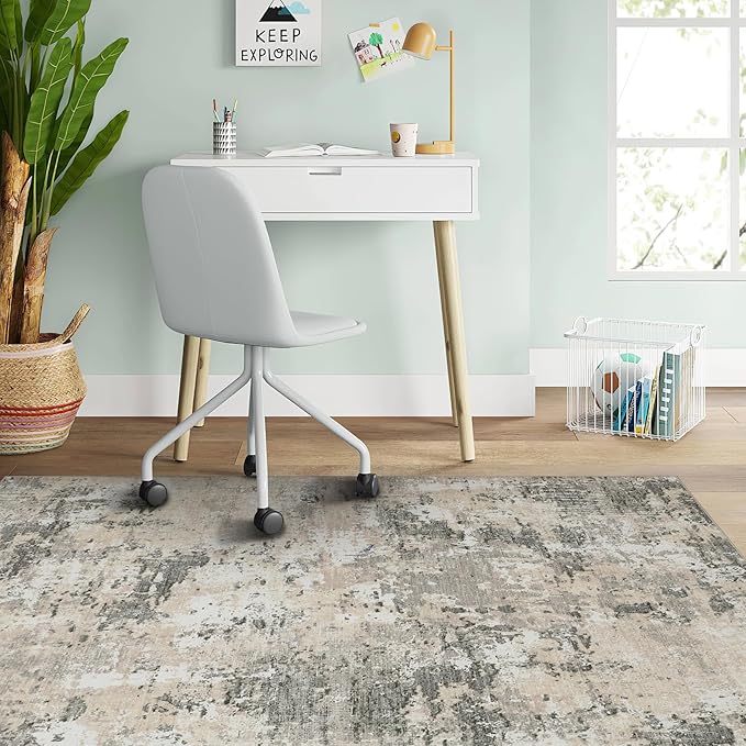 Modern Abstract 2x3 Area Rug Non Slip Non Shedding Low Pile Stain Resistant Rug for Entryway Kitchen Bedroom,Grey Yellow