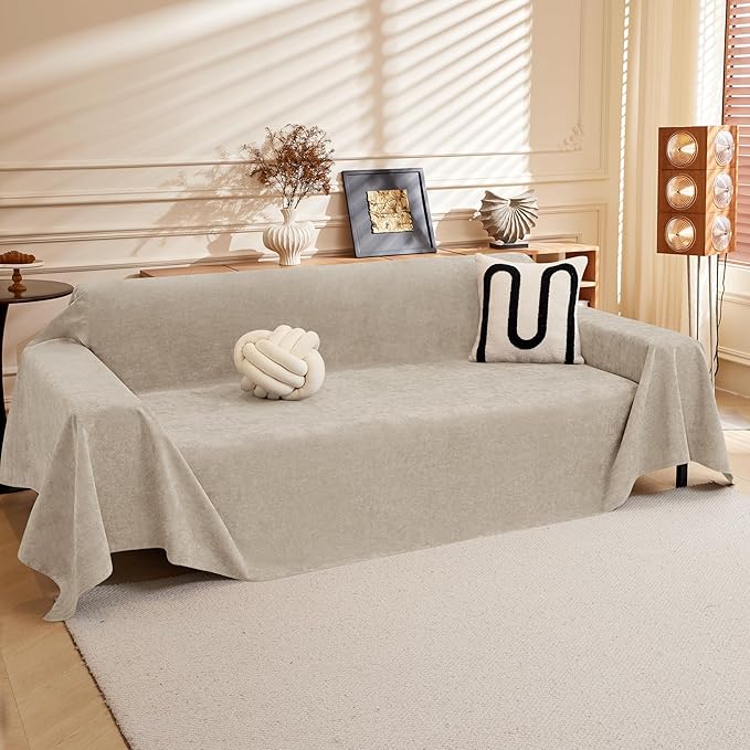 Couch Cover for 3-4 Cushion Couch Sofa Cover Water Resistant Couch Covers for Sofa, Sofa Covers Washable Pet Couch Covers, Sofa Slipcover Non-Slip L Shape Couch Cover, 71''x150'', Beige