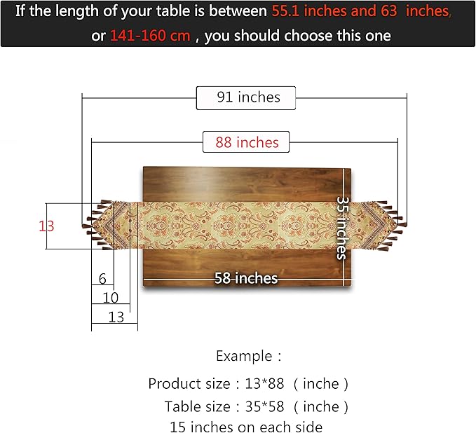 Luxury Velvet Gold Table Runner 88 Inches Long with Vintage Damask Jacquard Design for Dining Room,Living Room,Home Decor,Elegant Beaded Tapestry,Lining (Gold, 13×88 inch)