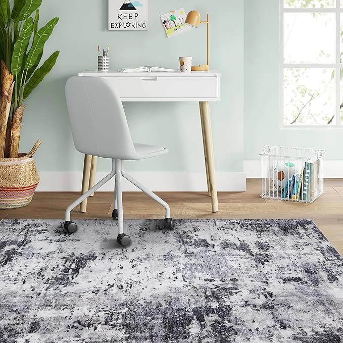 Modern Abstract 2x3 Area Rug Non Slip Non Shedding Low Pile Stain Resistant Rug for Entryway Kitchen Bedroom,Grey
