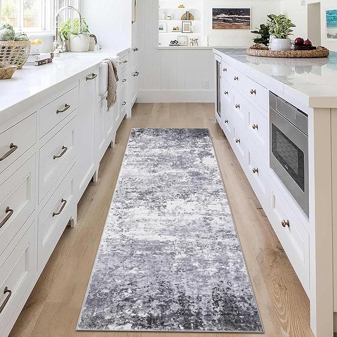 Modern Abstract 2x8 Runner Rug Washable Non Slip Stain Resistant Rug for Hallway Kitchen Bedroom Non Shedding Low Pile Indoor Floor Cover