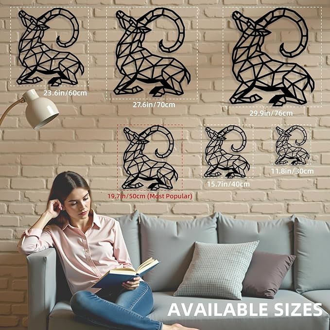 Geometric Animal Metal Wall Art – Modern Polygon Style Metal Wall Decor for Home, Living Room, or Office, Minimalist Wildlife Wall Sculpture, Black Steel Design (Style-6)